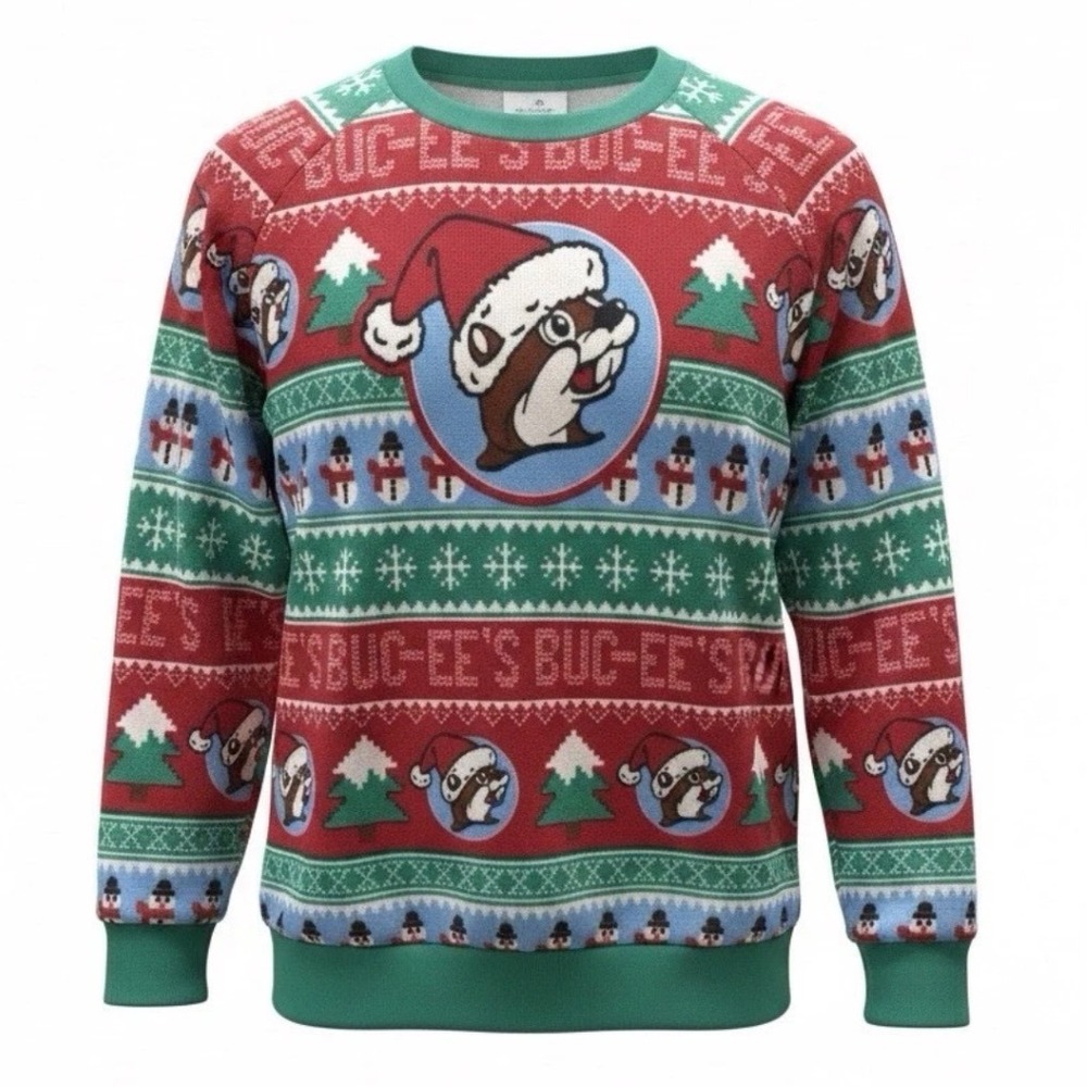 Buc-ees Christmas Sweater Mens XL Red Ugly Holiday Fair Isle